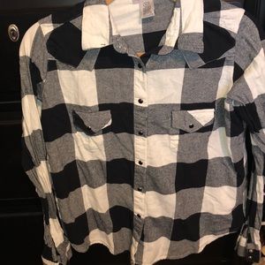 Buffalo plaid black and white button up